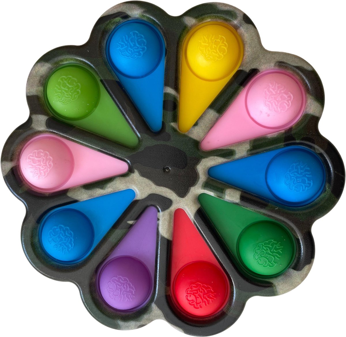 Premium Simple Dimple Multi Color Fidget Toy | Pop It / Fidget Pad | Tik Tok Simpl Dimpl Fidget | Camo Groen